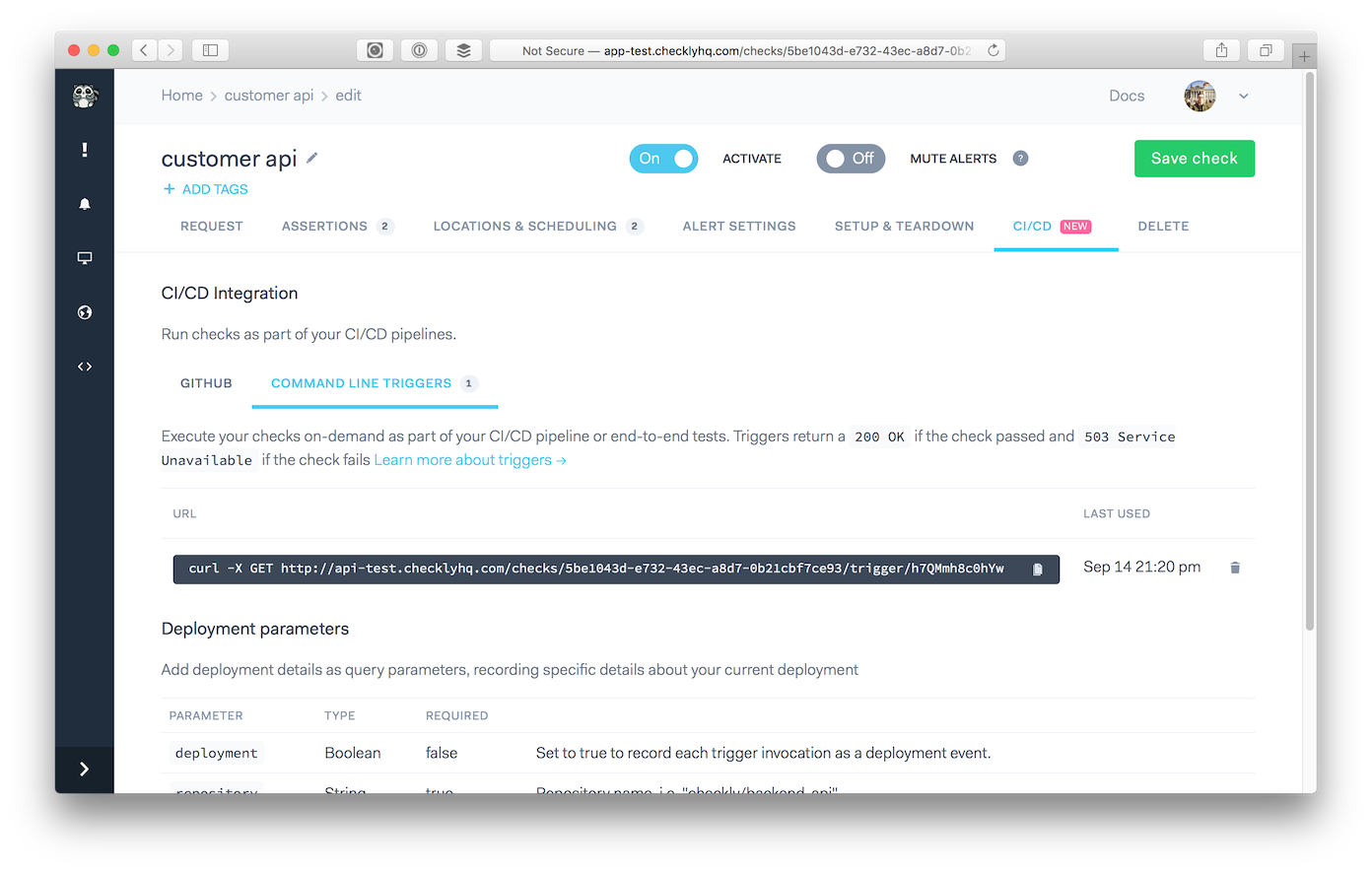 trigger monitoring checks from CI/CD